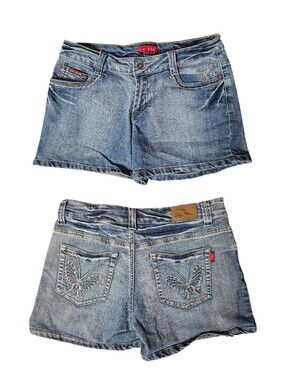 Women’s Light Blue Denim Shorts with Embroidered Butterfly Pockets